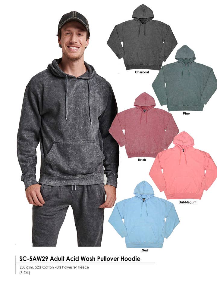 EC-5AW29 Adult Acid Wash Pullover Hoodie for wholesale by Salt Creek