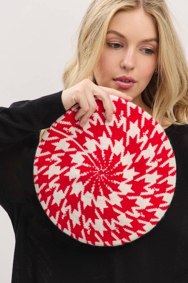 3AM BY H&D ACCESSORIES - Wholesale Beret - Women's - Houndstooth Knit Beret4