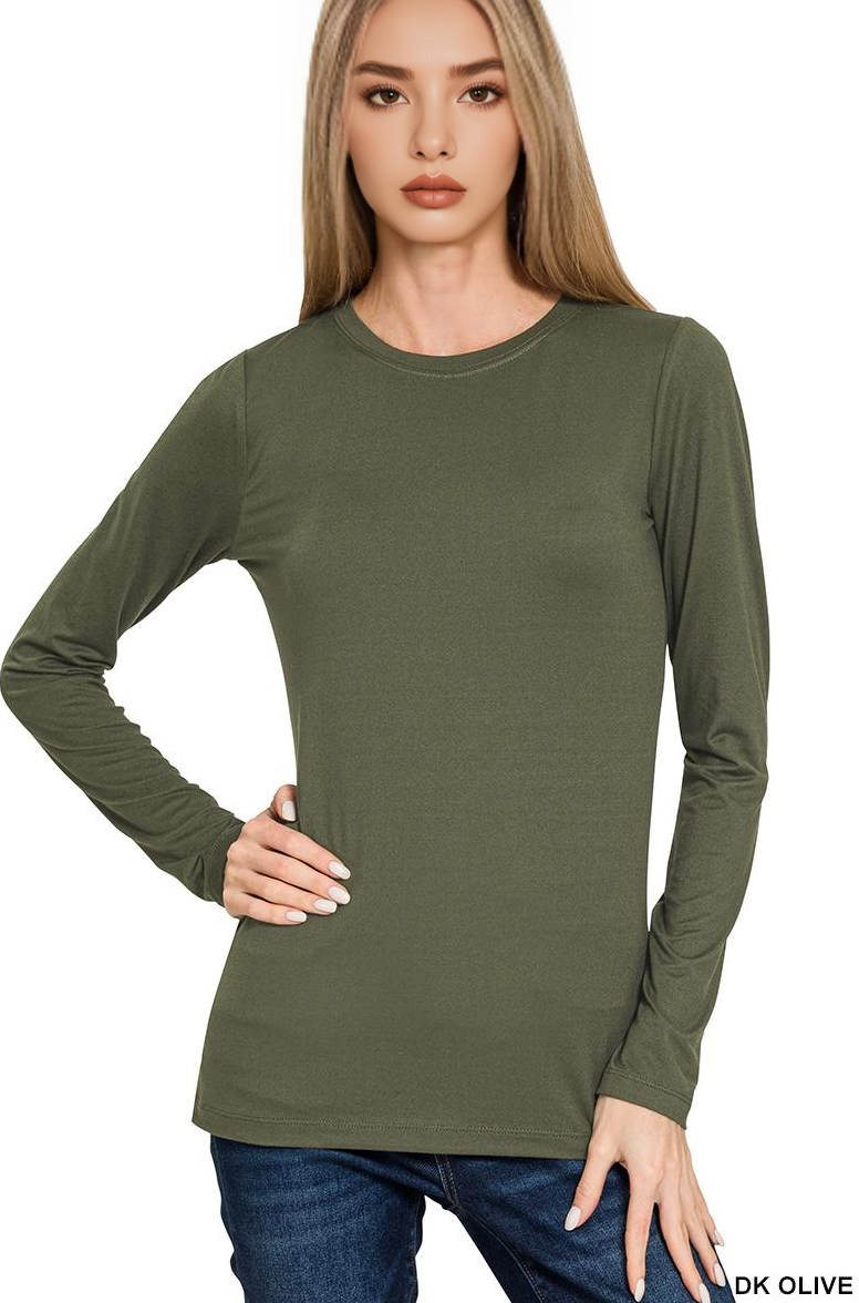 42POPS - Wholesale Knit Top - Women's - ,.0731 Microfiber Long Sleeve Tee SI-2490512