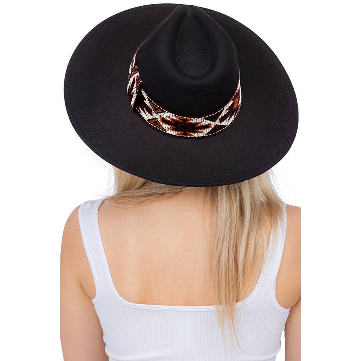 Cap Zone - Venta al por mayor Sombrero fedora - Mujer - Gorro ranchero de fieltro ancho tejido Navajo Rust Baja