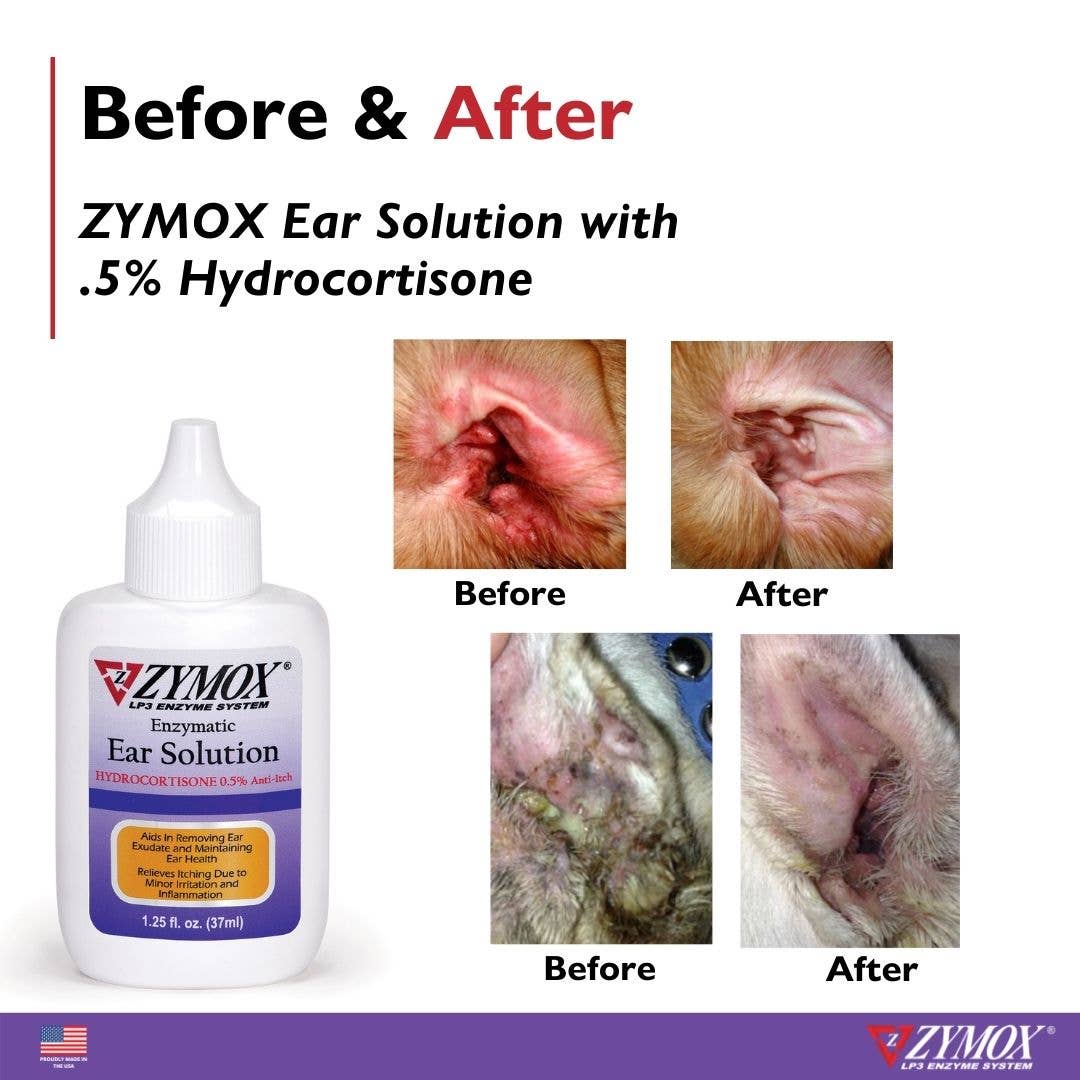 Pet Palette Distribution - Wholesale Pet Cleaning Supplies - Zymox Ear Solution w/ .5% hydrocortisone - 1.25 oz. bottle3