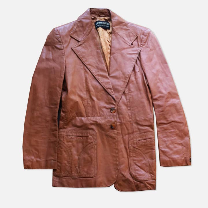 Blazer aus Leder in der Farbe Cognac mit Knöpfen für den Großhandel von The Era NYC