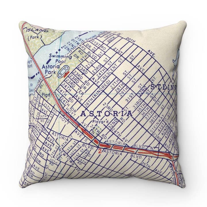 Daisy Mae Designs - Wholesale Throw/Decorative Pillow - Astoria Queens New York Map Throw Pillow Decorative Pillow