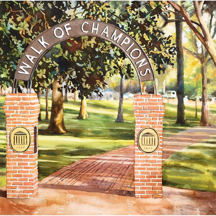 Ole Miss Walk of Champions. The Walk of Champions on the University of Mississippi campus (Ole Miss) in Oxford, Mississippi. for wholesale by Ryan Fox Fine Art