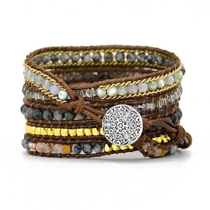 Free Spirit Shop - Wholesale Horlogeband/riempje - Dames - Samsung/Garmin horlogeband met labradoriet en kralen, boho-band