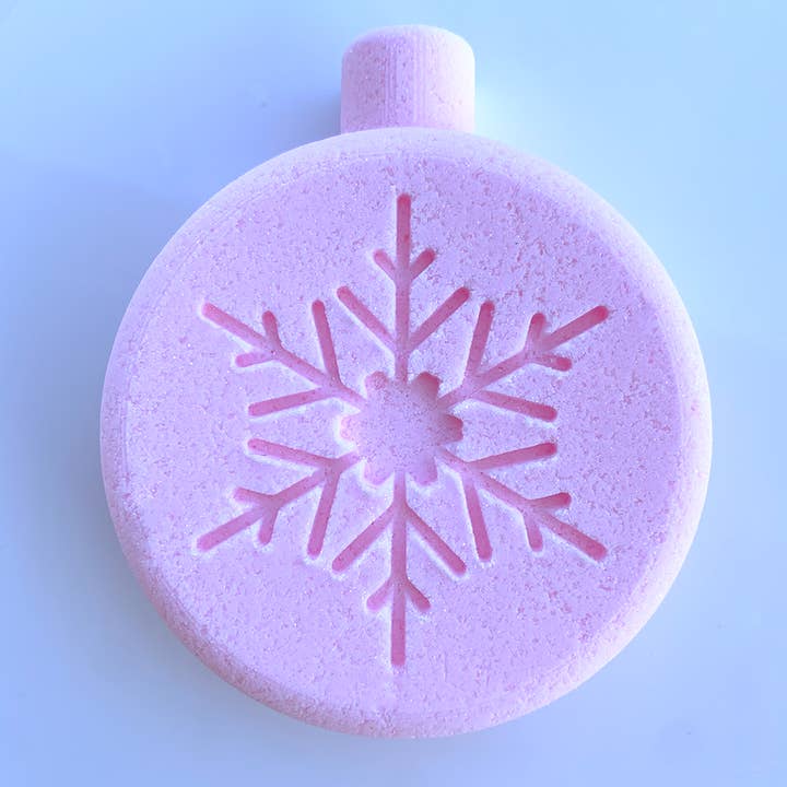 Pink Snowflake Ornament Bath Bomb for wholesale by Poppy & Thyme