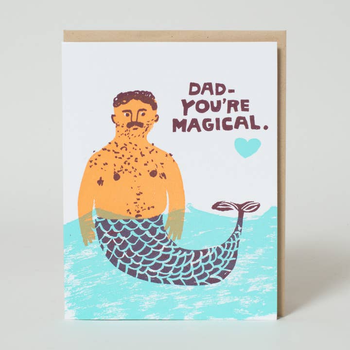 Merman Funny Father's Day Greeting Card by Egg Press for wholesale by Egg Press Manufacturing