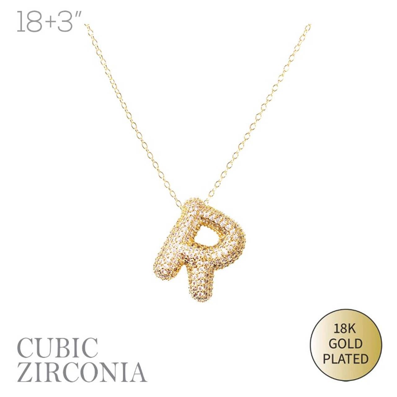 Selini New York - Vente Colliers à pendentif - Collier Initiale Plaqué Or avec Bulles et Cristaux Étincelants10