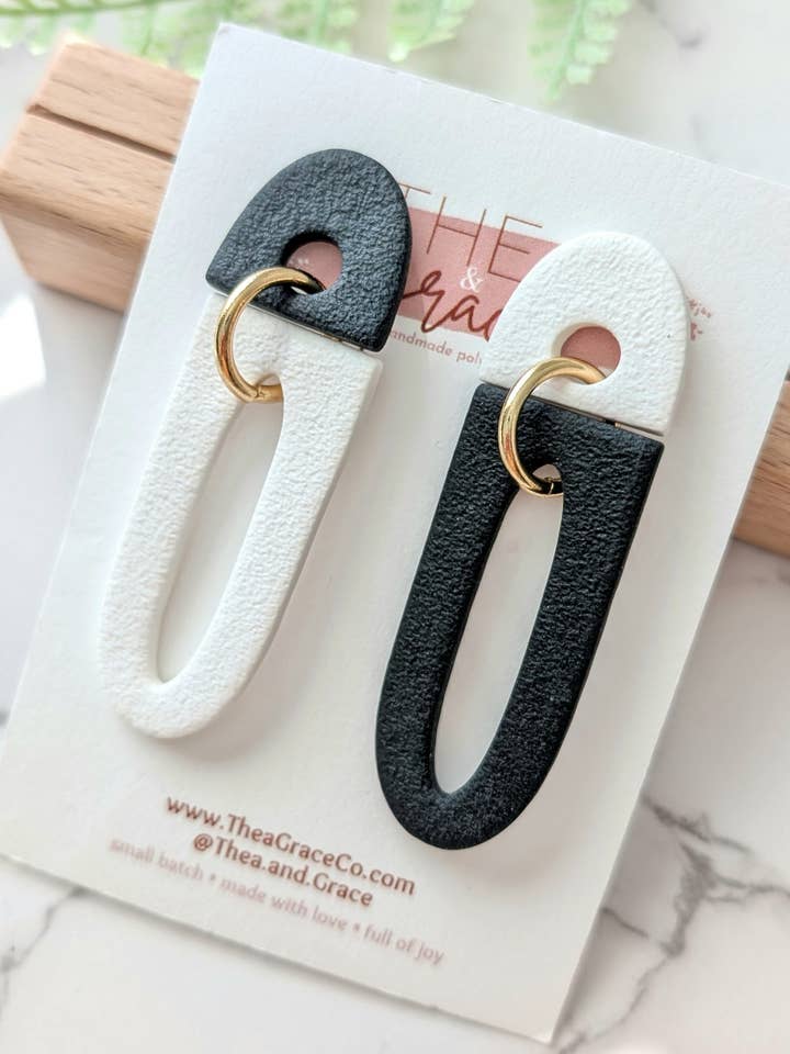 COLOR BLOCKED EARRINGS | MINIMALIST CLAY DANGLES for wholesale by Thea & Grace