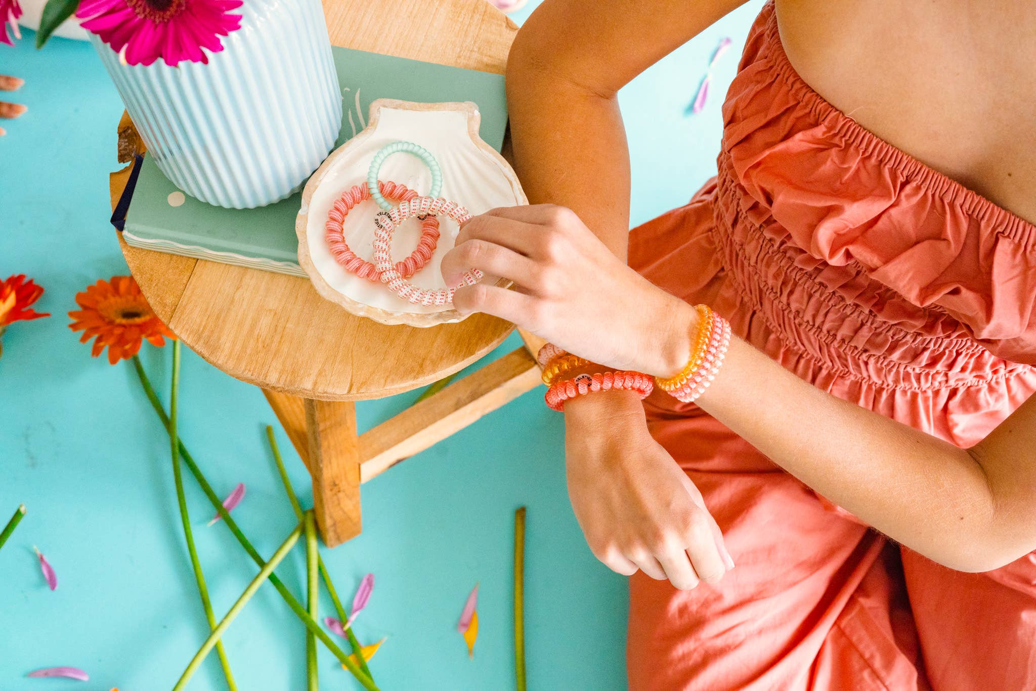 TELETIES - Wholesale Hair Tie - Spiral Hair Coil | Large | Calming Coral3