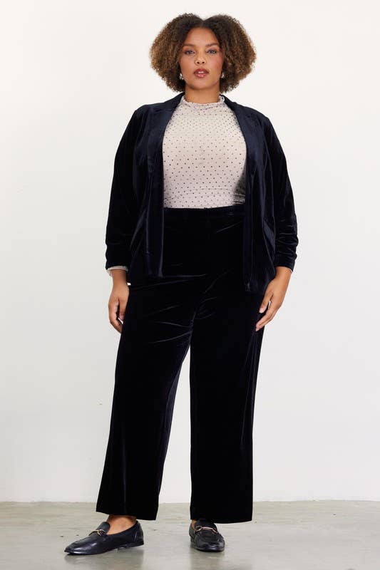 SKIES ARE BLUE - Wholesale Pants - Women's - Plus Size Velvet Straight Fit Pants1