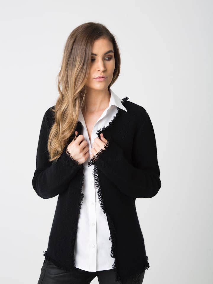 Casaco de Favos com Franjas por atacado de Nuan Cashmere