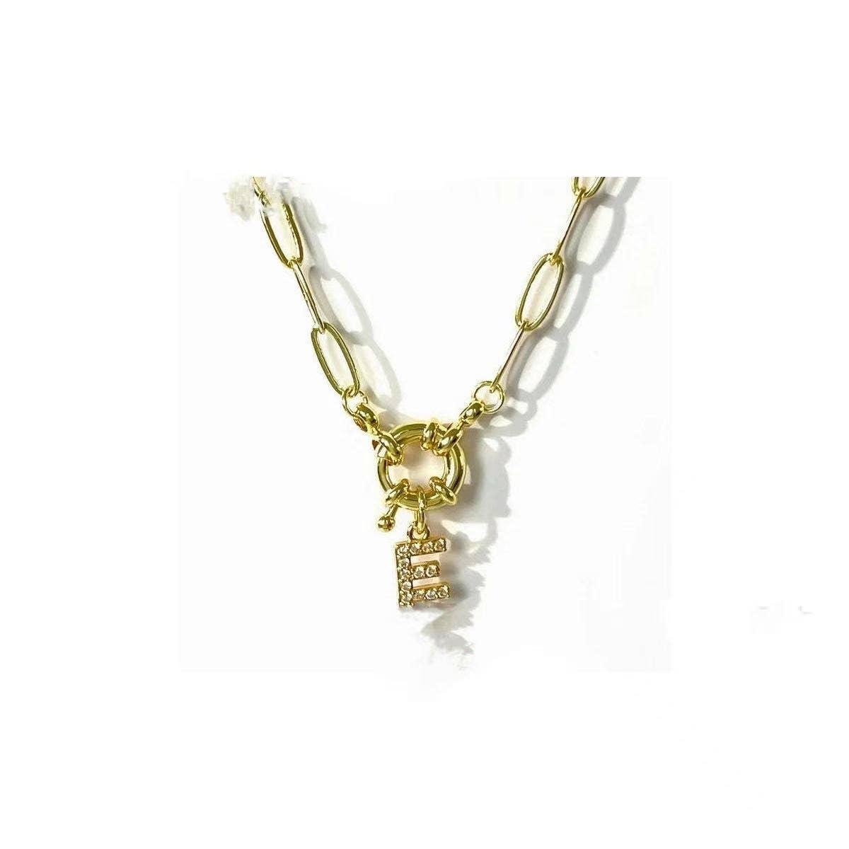 JOSSLYN by wall to wall - Wholesale Pendant/Charm Necklace - 18K STAINLESS STEEL RHINESTONE INITIAL NECKLACE | 40NK94865