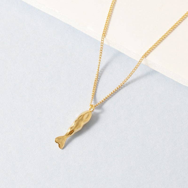 INKI STUDIO - Wholesale Pendant/Charm Necklace - Golden Tide Fish Pendant Necklace0