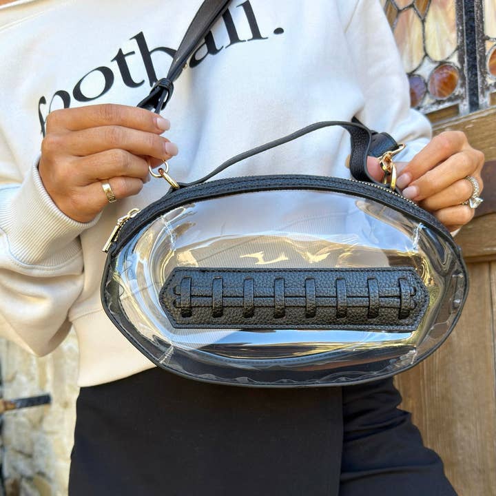 MiMi Wholesale - Wholesale Crossbody Bag - Women's - TG10695 Clear Gameday Football Stitch Detail Crossbody Bag