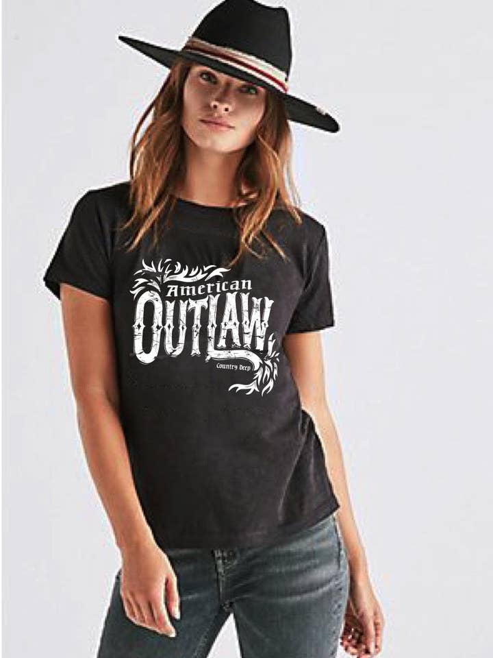 Country Deep Apparel - Wholesale Screen Printed T-Shirt - Unisex - American Outlaw Vintage Unisex T-Shirt