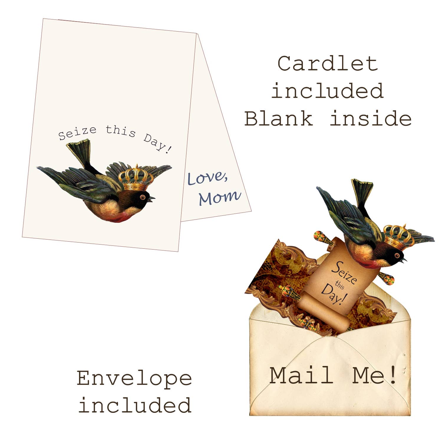 Heart The Moment – wholesale Everyday greeting card – Greeting Card with Tiara, Seize This Day, Sparrow3