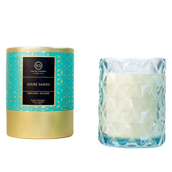 Candela in Scatola da 9oz Azure Sands Shimmer per la vendita all'ingrosso da parte di The SOi Company