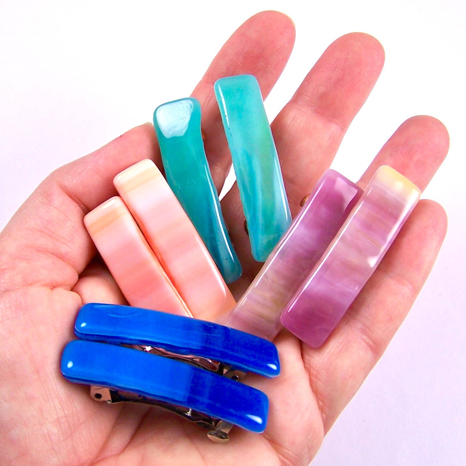 Glass Town USA - Wholesale Barrette - Kids - Children's Barrette Pairs Stained Glass Bright Swirls Small3