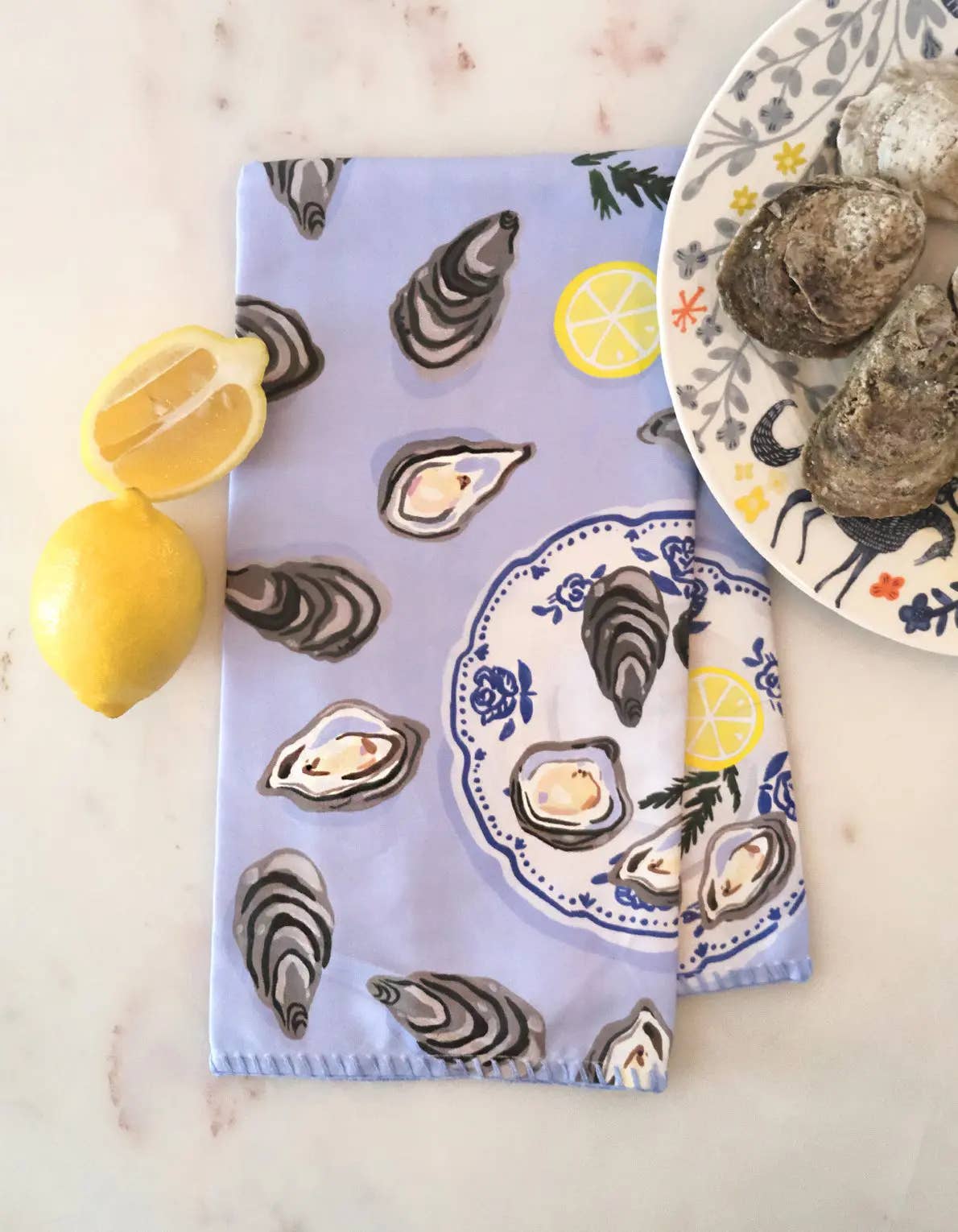 Idlewild Co. - Wholesale Tea Towel - Cotton Tea Towel with Embroidered Detail | Oysters