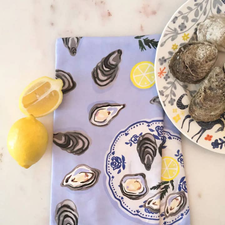 Idlewild Co. - Wholesale Tea Towel - Cotton Tea Towel with Embroidered Detail | Oysters 0