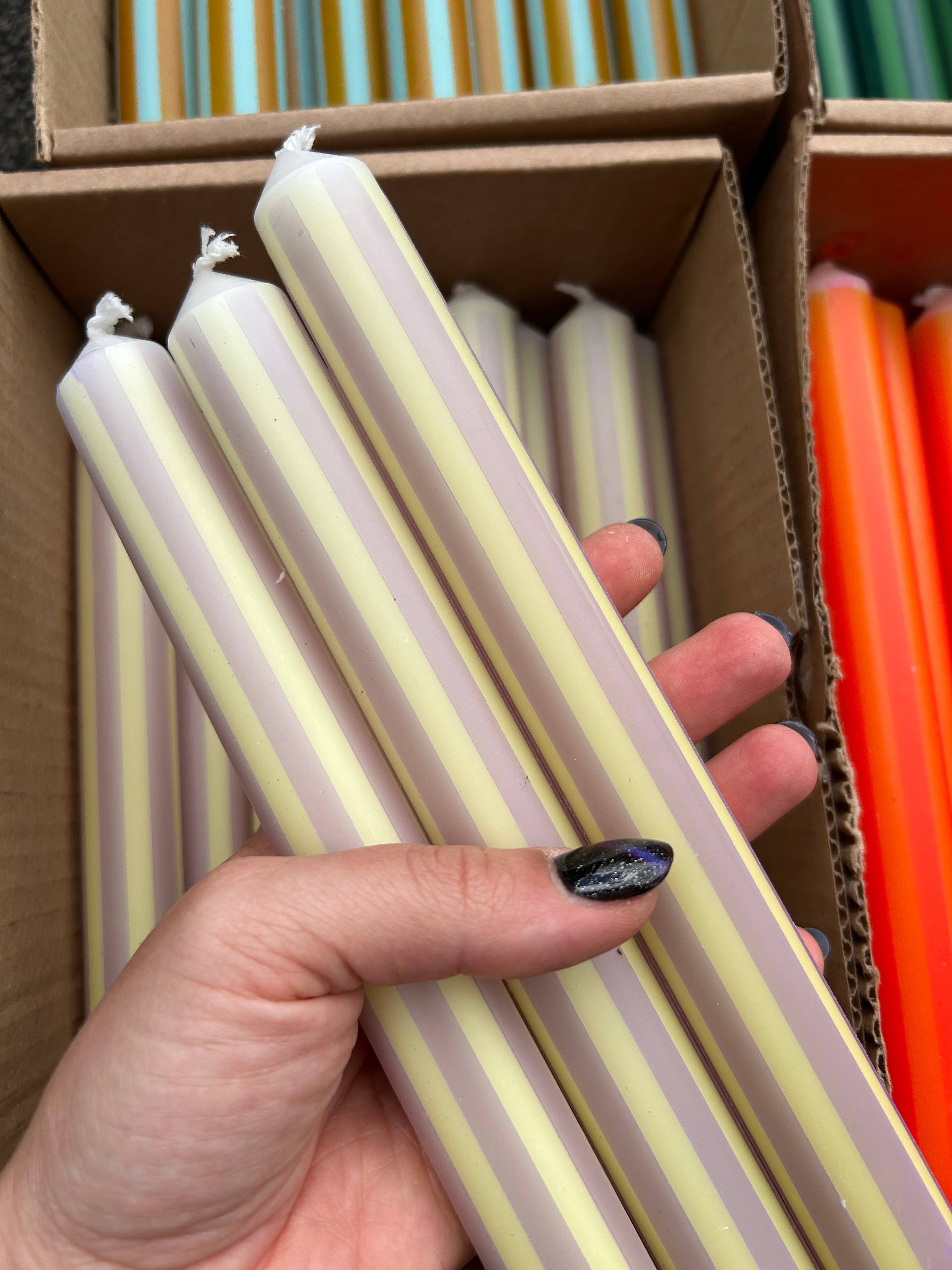The Colour Emporium - Wholesale Tapered candle/candlestick - Pinstripe Candle individual5