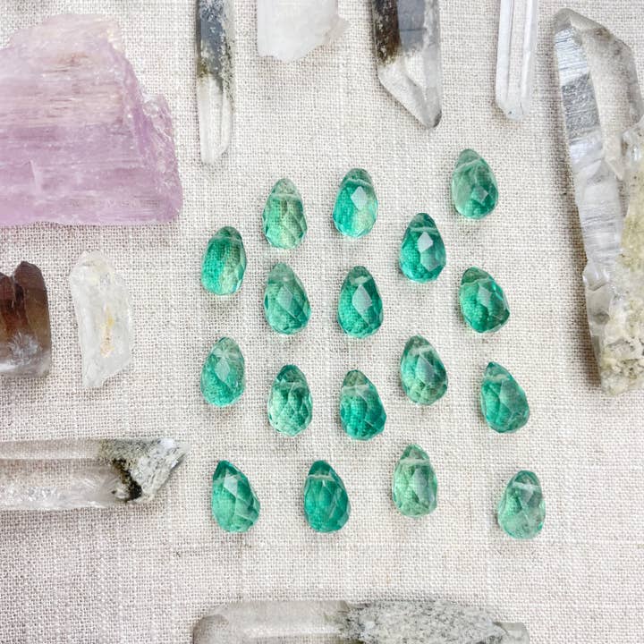 Ewelina Pas Jewelry - Wholesale Pendant/Charm Necklace - Green Fluorite Faceted Briolle Drop Delicate Necklace7