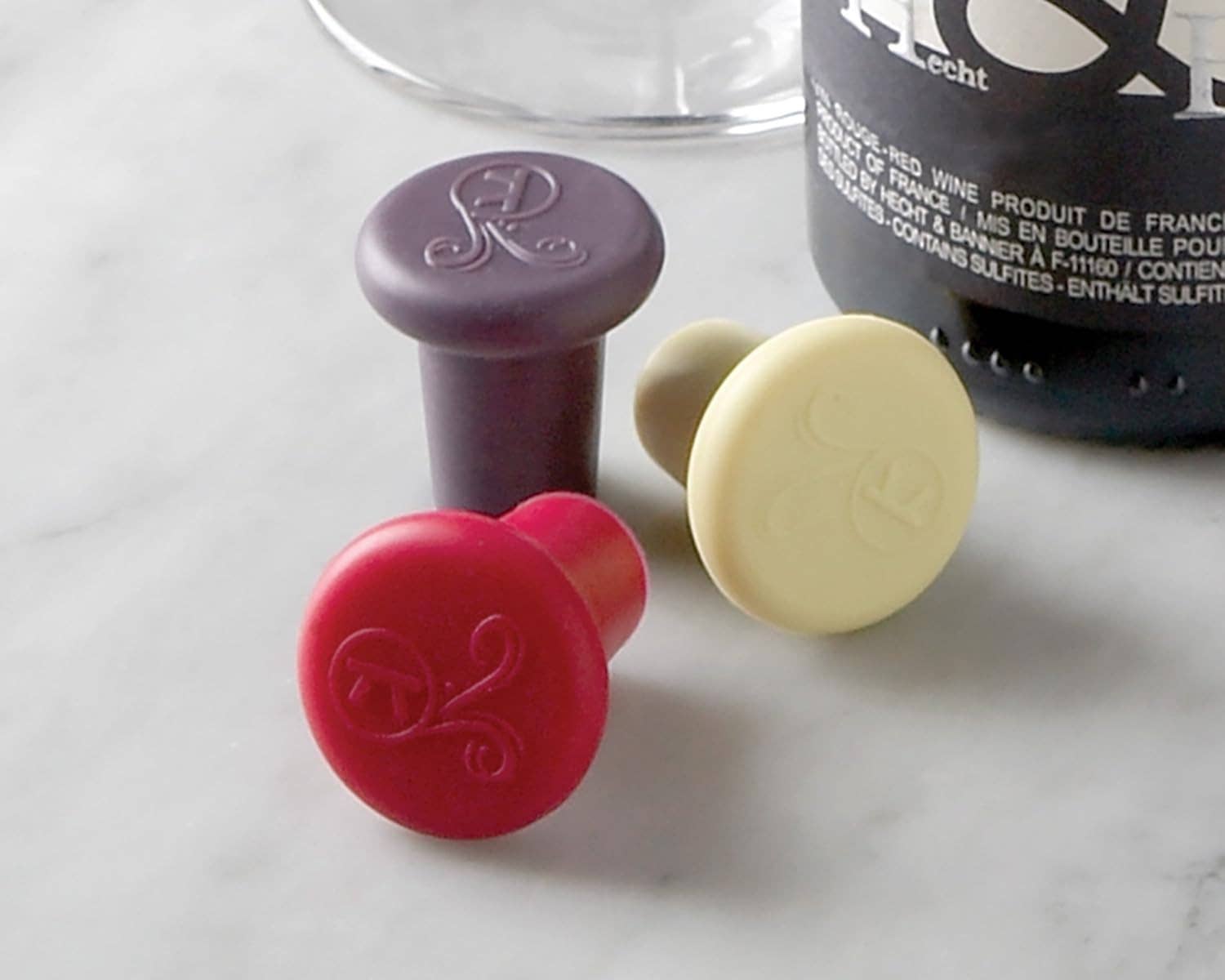 Fox Run Brands - Wholesale Wine Stopper - Outset Silicone Wine Stoppers, Set of 4, 1.5" x 5.8" x 2.2"4