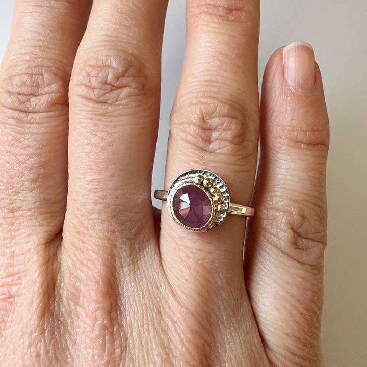 Pink Sapphire Roe Ring for wholesale by McKenzie Mendel Jewelry