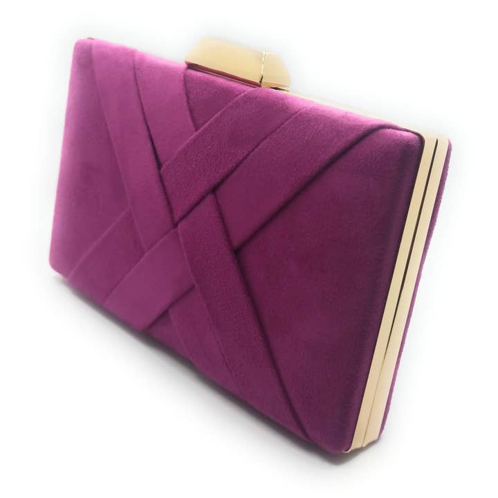 BRANDELIA - Wholesale Clutch Bag - Women's - Handbag Party Bag · Crossbody Suede Violet Gold1