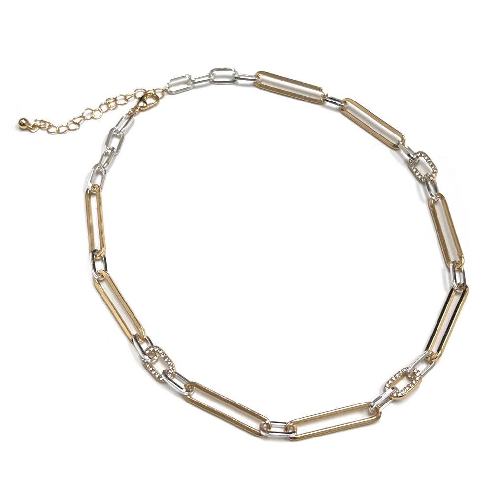 StarryNYC – wholesale Kedjehalsband – Länkad pappersklippskedja med Rhinestone Clip Kedjehalsband4