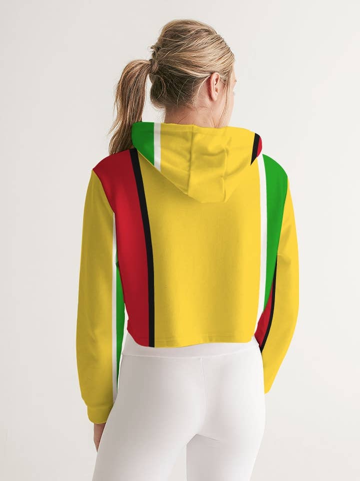 Guyanese Swag Ice Gold Green Women's Cropped Hoodie for wholesale by Guyanese Swag