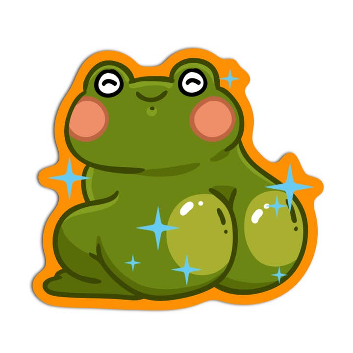 Kawaii Shiny Frog Bum Vinyl Waterproof Stickers for wholesale by Girls Printing House