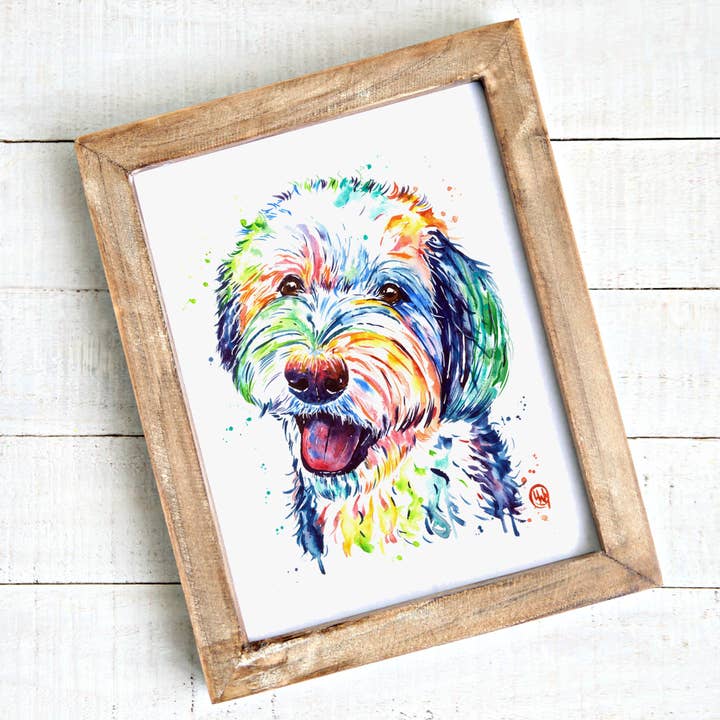 Whitehouse Art - Wholesale Art Print - Sheepadoodle Art Print - Modern Dog Art, Sheepdog, Doodle2