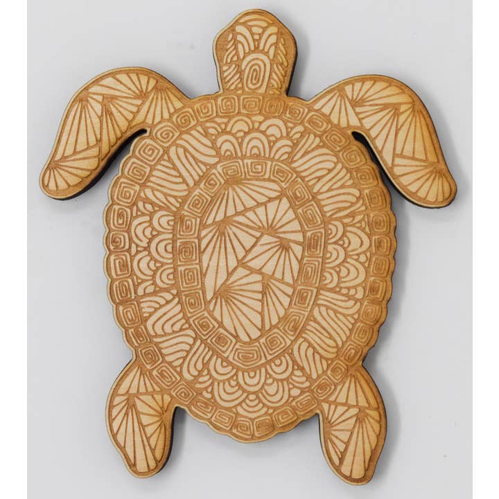 Wood Engraved Turtle Magnet for wholesale by Shore Thing Laser Engraving LLC