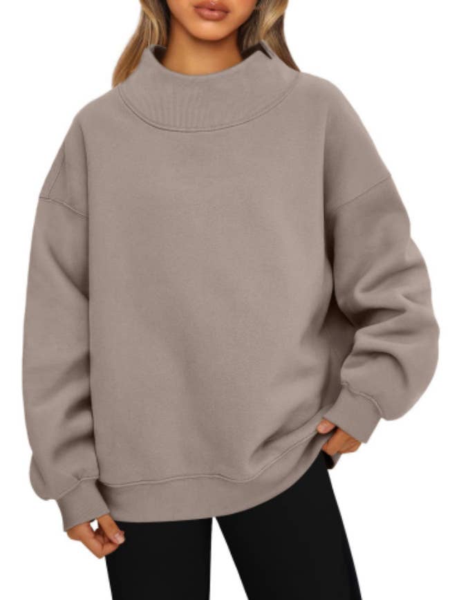 Rosa Clothing - Wholesale Sweatshirt - Women's - Athleisure plain mock neck loose Sweatshirt