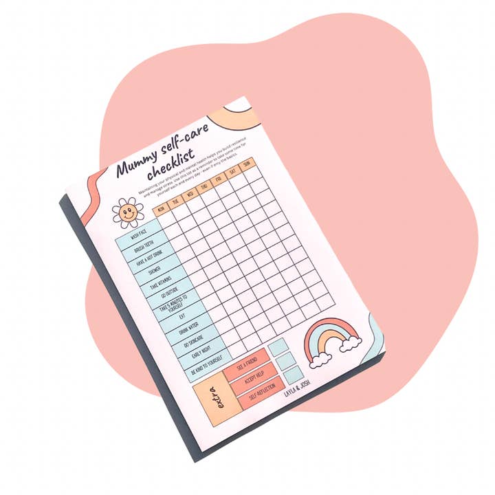 Mummy Self Care Checklist Pad for wholesale by Layla and Josh