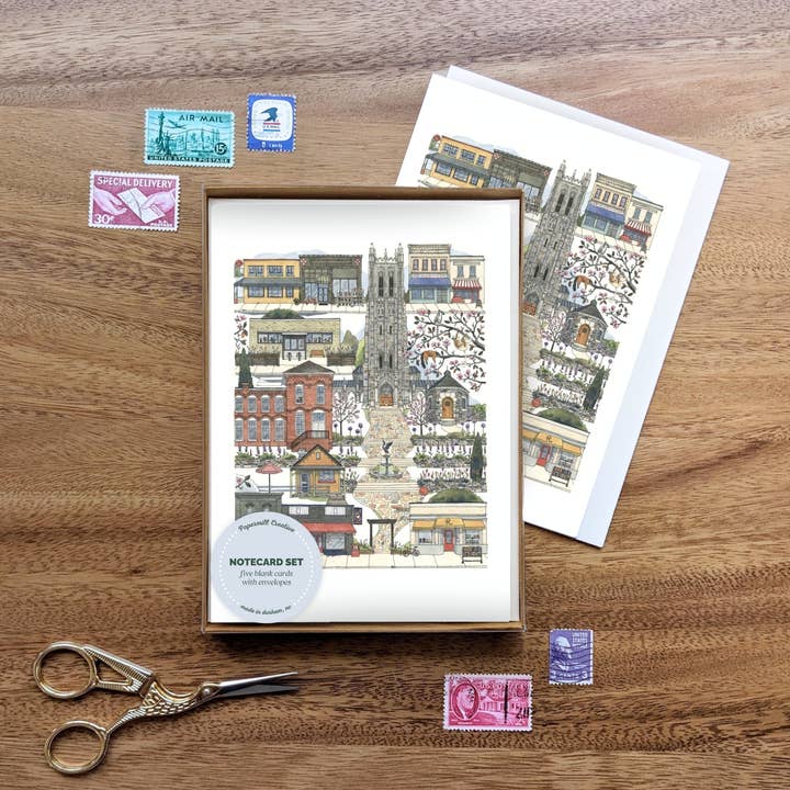 Duke & Old West Durham, North Carolina notecard set for wholesale by Papermill Creative