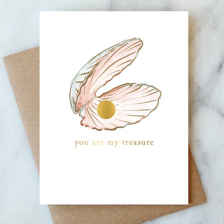 Pearl Oyster Love Card | Valentine Love Friendship for wholesale by Abigail Jayne Design