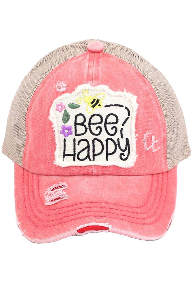 Hana - Wholesale Paardenstaartpet - Dames - C.C BEE HAPPY Patch noodlijdende vintage ponypet2