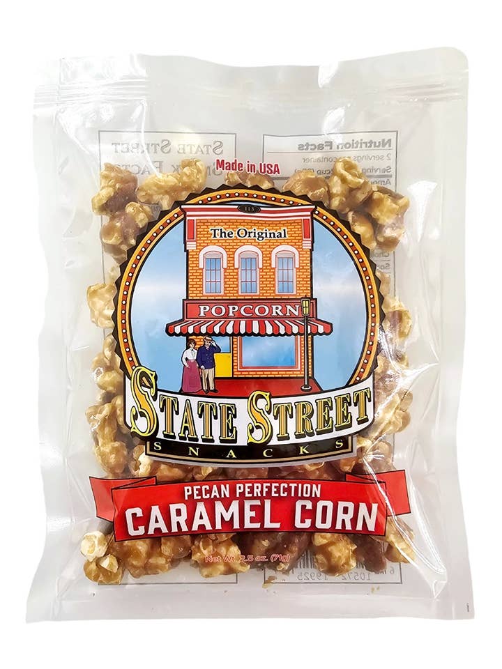 State Street Pecan Perfection Caramel Corn Counter Display for wholesale by State Street Snacks