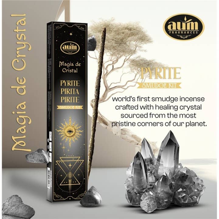 AUM Fragrances - Wholesale Smudge Stick - Aum Crystal Magic 20G+Pyrite Crystal