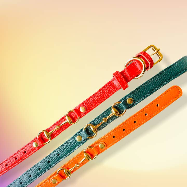 PupWiser - Wholesale Pet Collar - Dog - PRINCESS GRACE Handmade Leather Dog Collar (Orange)4