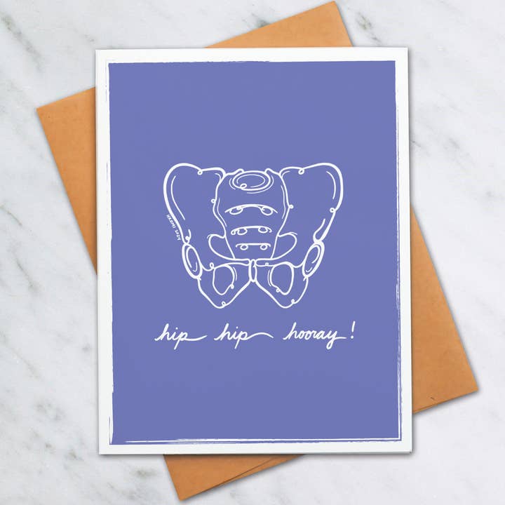 Hip Hip Hurra! cartão de felicitações com trocadilho anatómico por atacado de Studio Hromi