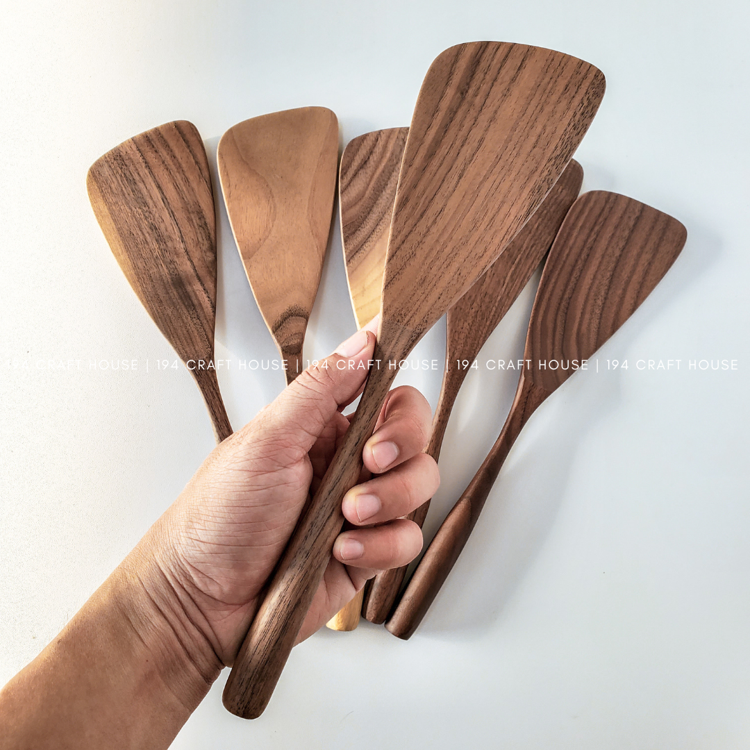 194 Craft House - Wholesale Spatula/Turner - Walnut Wood Spatula - 12"- Kitchen Serving Utensils6