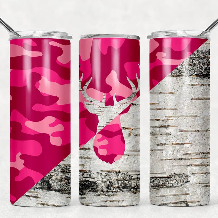 Deer Head pink camo tree for wholesale by Triple D's Tumblers n More