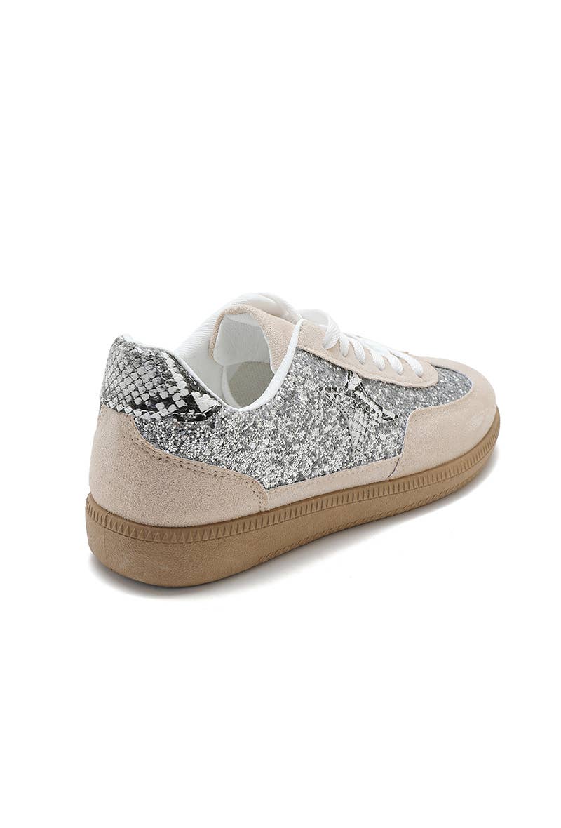 Joia Paris - Vente Baskets tendance – femme - Basket à lacets paillettes avec étoiles B-661210