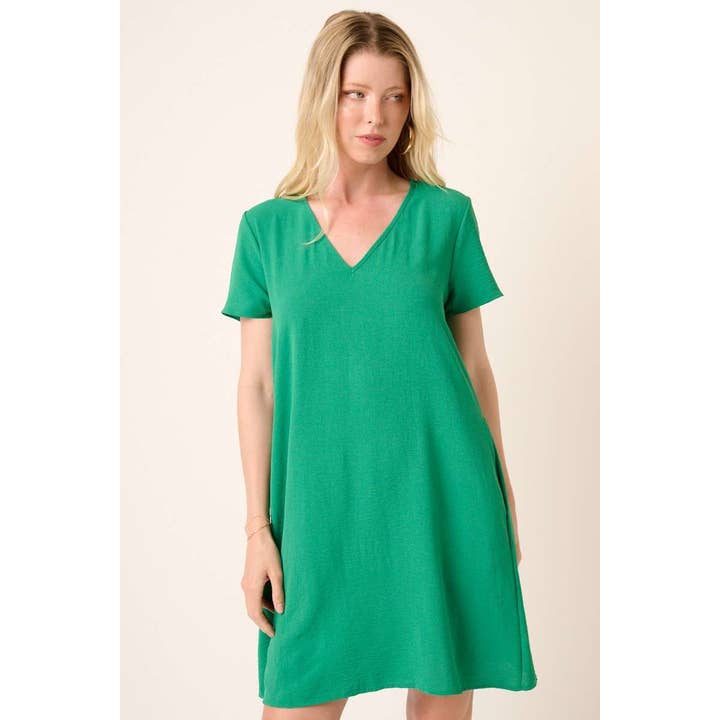 mittoshop - Wholesale Dress - Women's - AIRFLOW V-NECK SHORT SLEEVE SHIFT DRESS