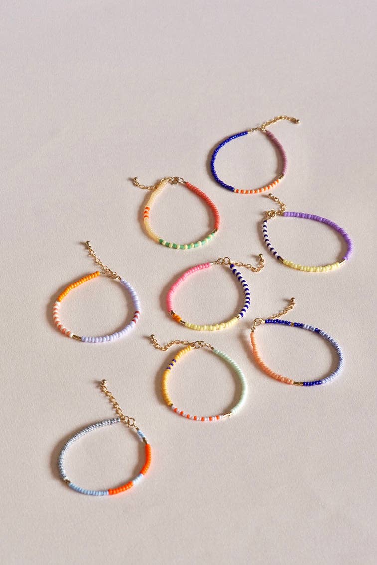 SAN SAN - Vendita all'ingrosso Bracciale con perline - Bracciale LENTE con perle - blu intenso, clementina e lampone4