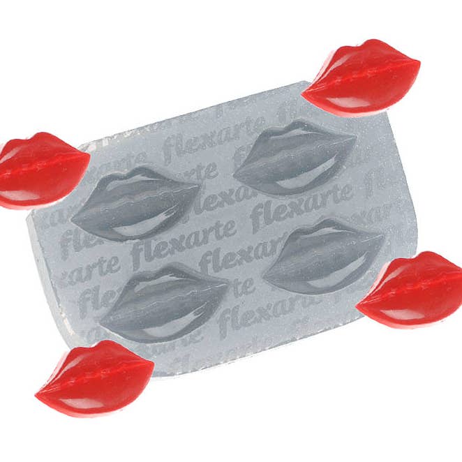 Small Sexy Lips 4-Cavity Mouth Silicone Mold for wholesale by Flexarte USA